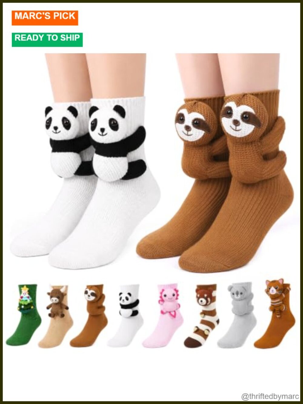 3D Knit Animal Socks Attached Cute Stuffed Cozy Floor Sock
